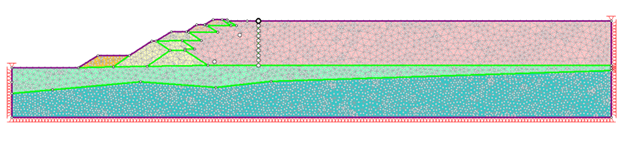 Figure 1. An example model of a tailings dam under seismic activity.