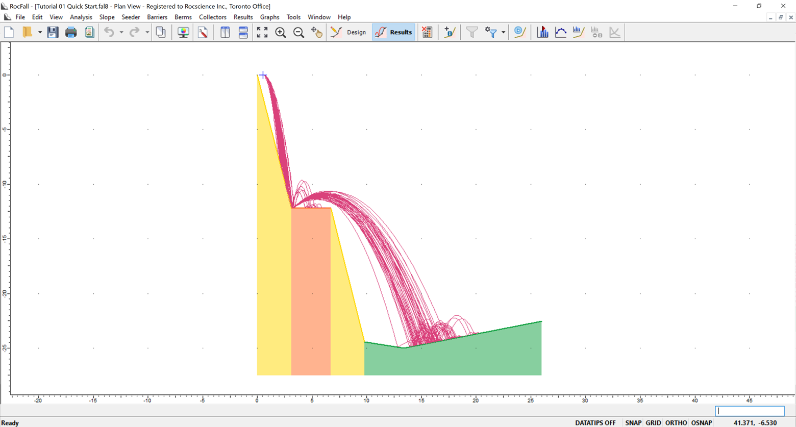 The image shows RocFall2 model