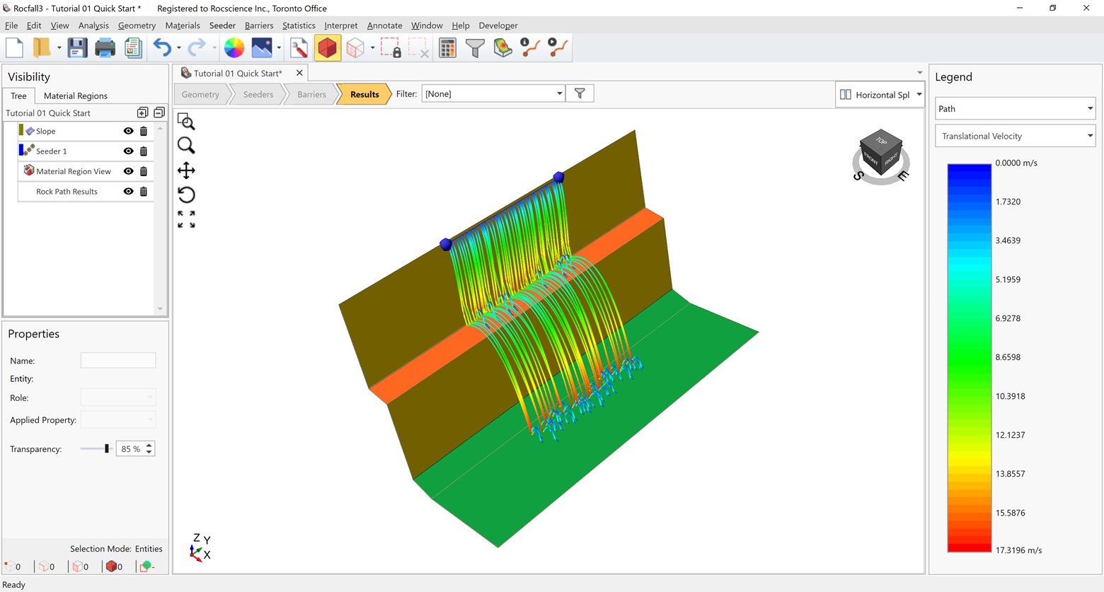 The image shows RocFall2 file imported into RocFall3