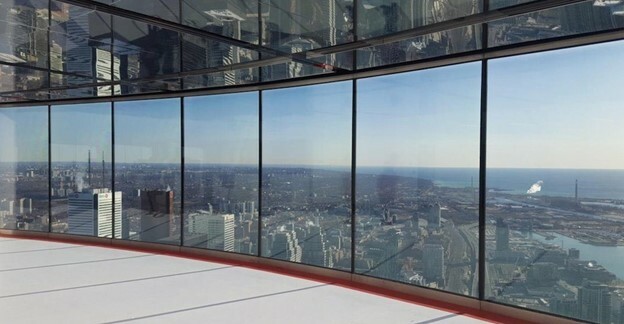 The image shows a view from the Toronto CN Tower