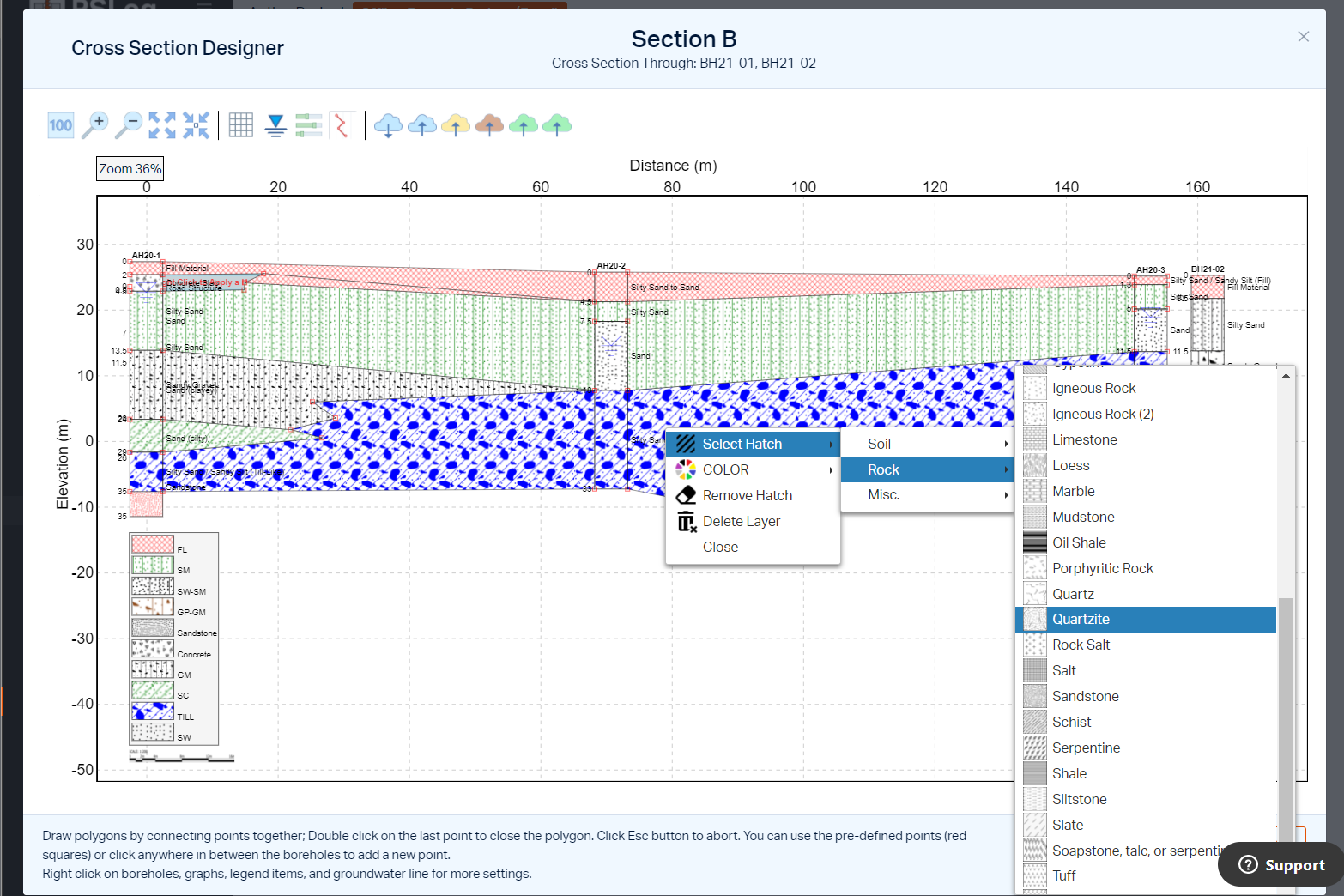 Cross Section Designer in RSLog