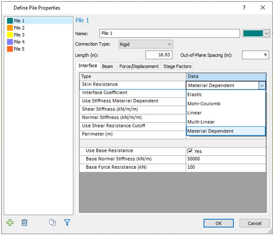 Figure 1: Define Pile Properties dialog (Interface)