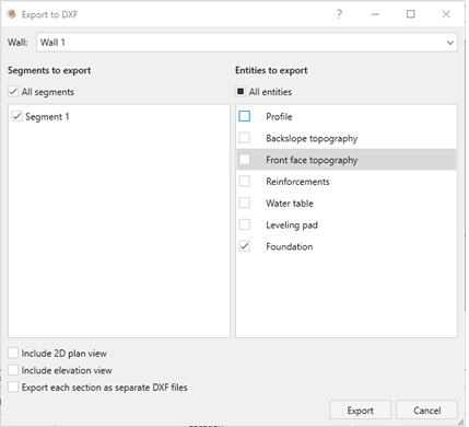 DXF Export from RSWall