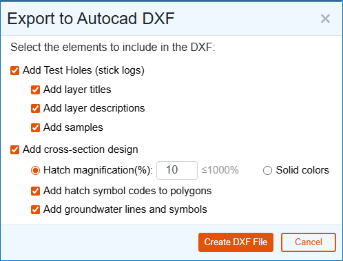 Figure 3. Once the design is complete, exporting to DXF is a one-click process.