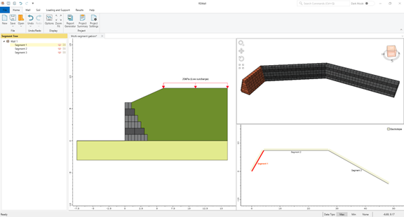 Figure 10. The multi-segment gabion wall in RSWall.