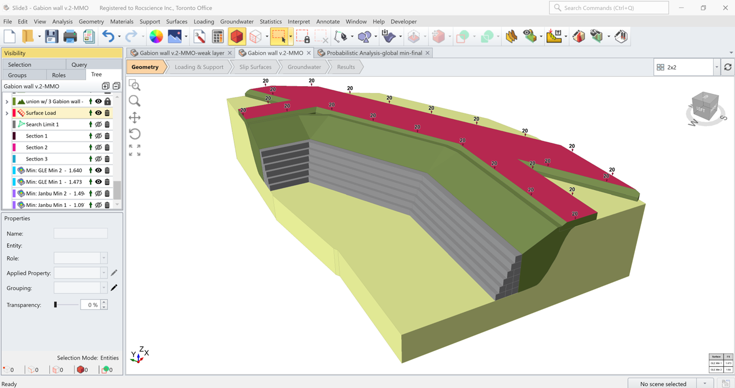 Figure 20. The gabion wall modelled in Slide3.