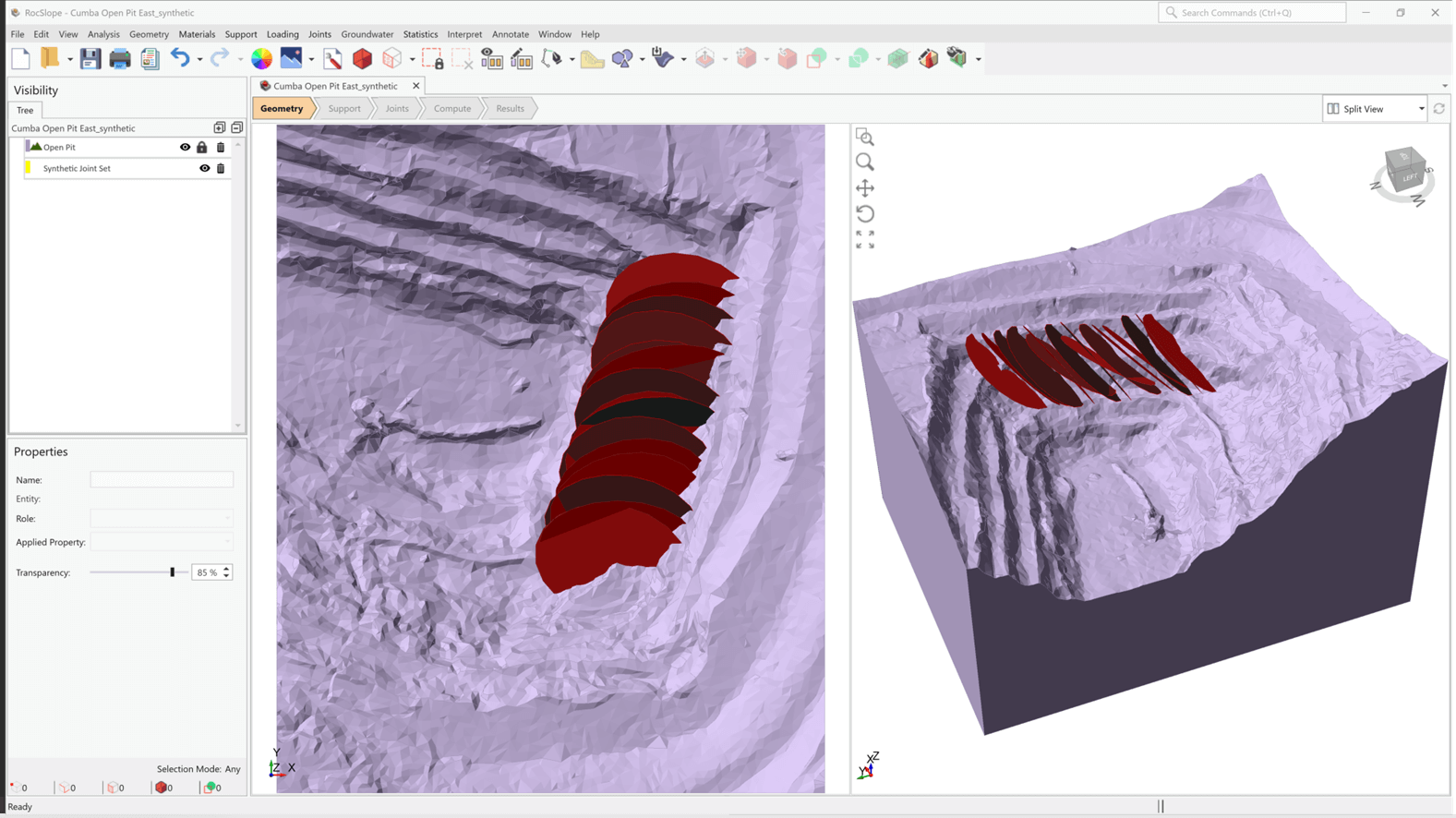 RocSlope3 - Dips orientation data imported into RocSlope3