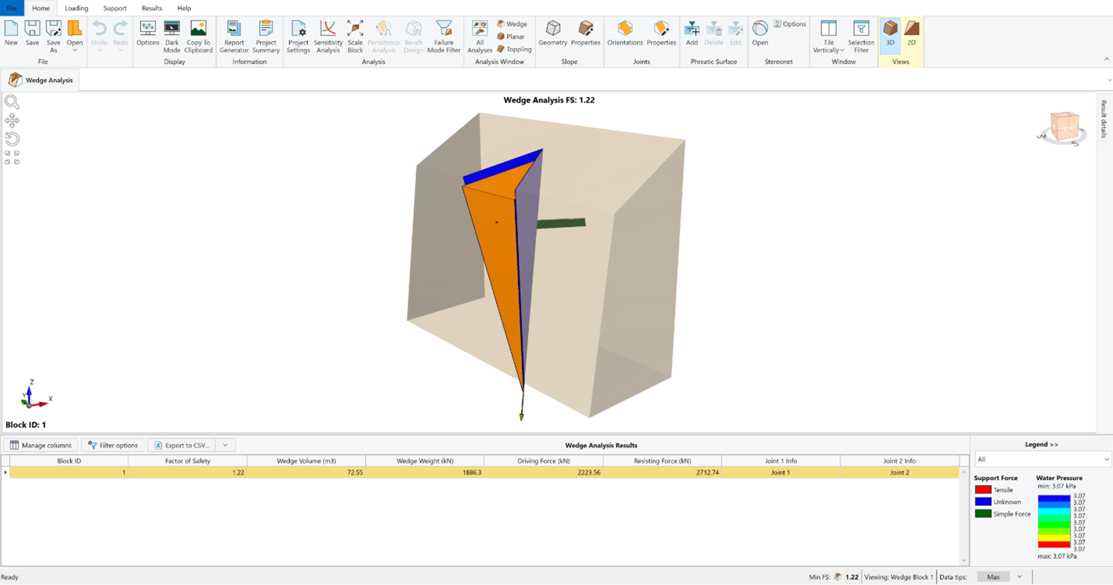 RocSlope2 Wedge Failure Analysis Figure 5