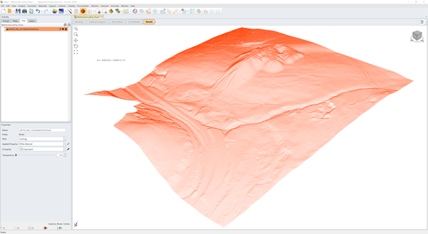 Figure 6: Slide3 screenshot showing imported LiDAR terrain model data.