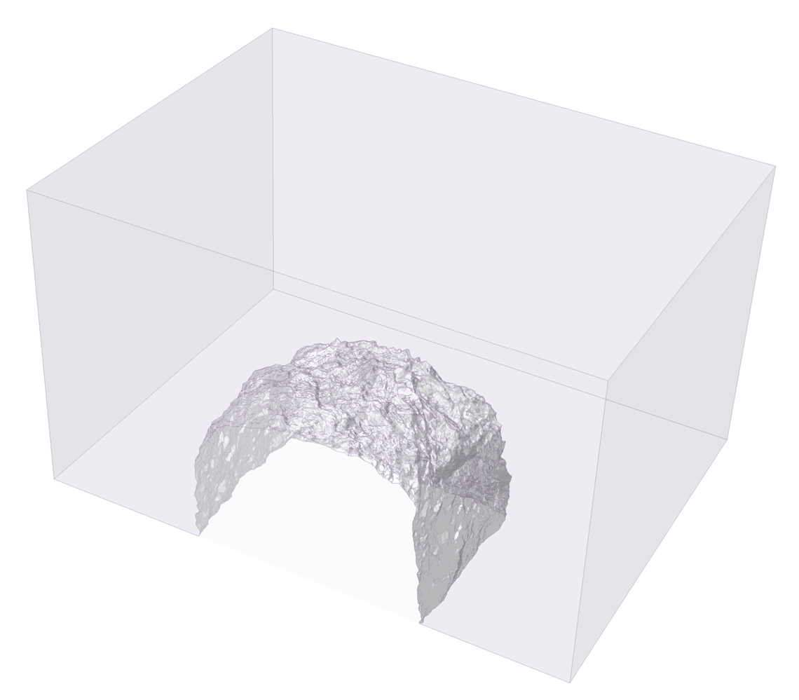 Figure 9. RocTunnel3 has built-in geometry tools to construct the rock mass (volume) and to repair defects on the 3D excavation surface.