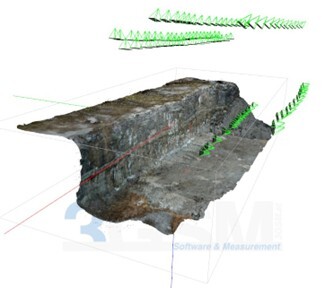 Figure 1. An example drone flight pattern at a bench that shows how combining two nadir tracks with multiple oblique and face frontal views improves the quality of the generated 3D model.