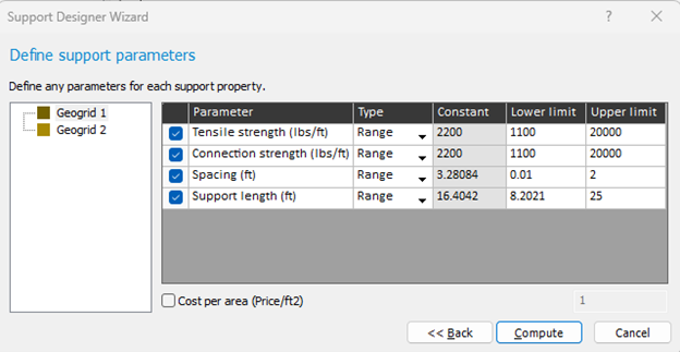 Define the range of the parameters or constant parameters