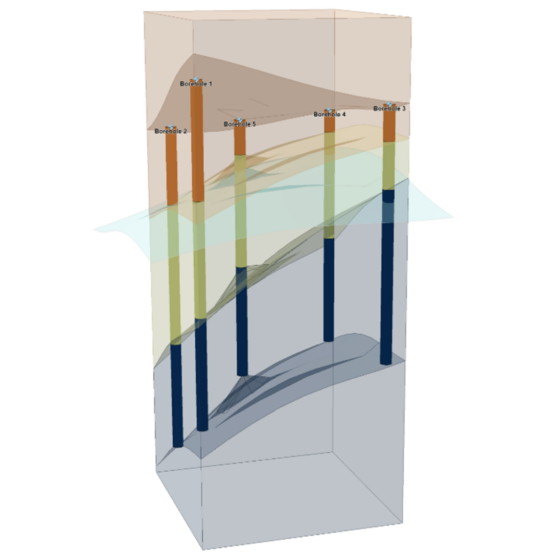 Figure 3. An option to define the material stratigraphy and water surface is found via the borehole manager.