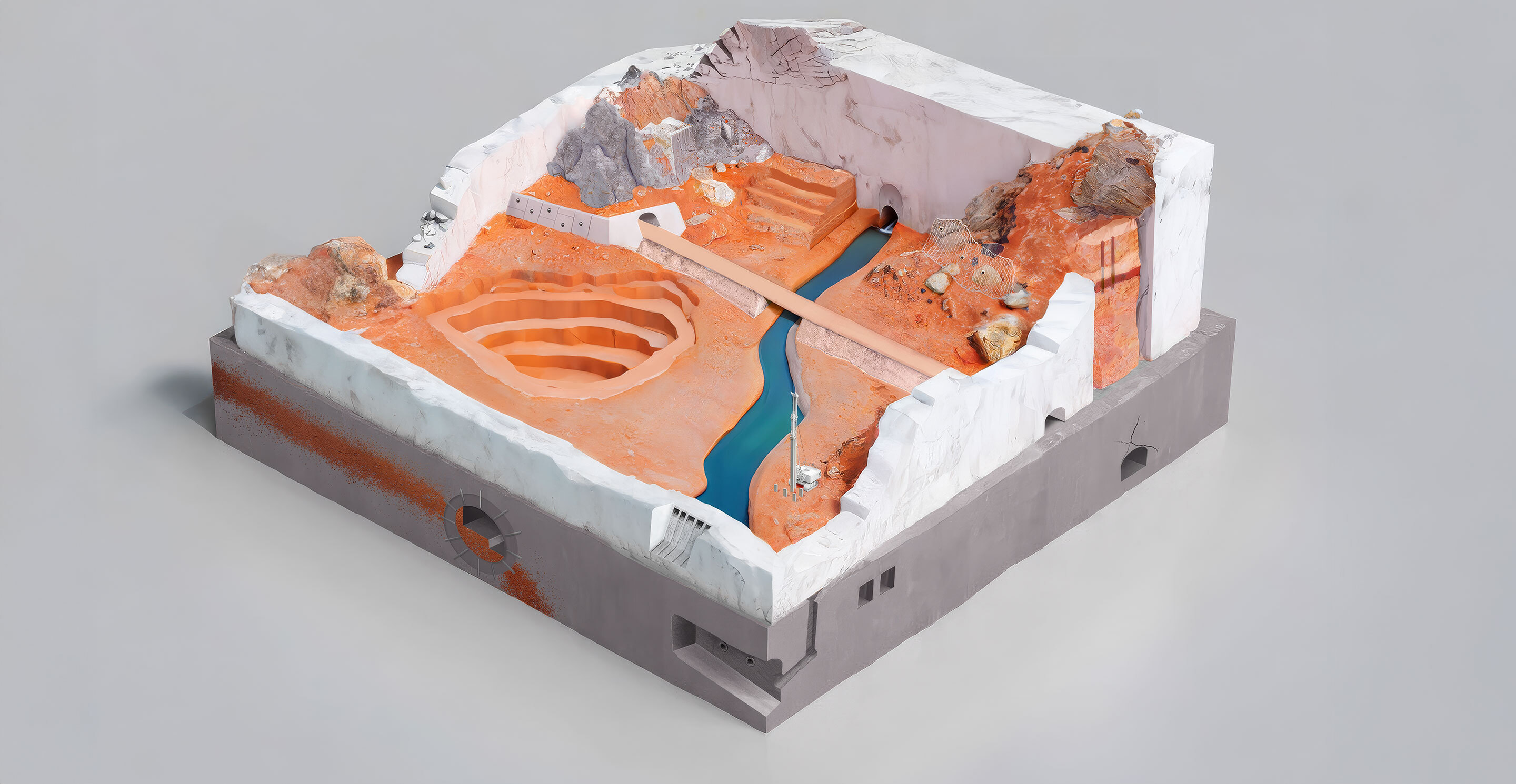 3D model highlighting applications for geotechnical software tools.