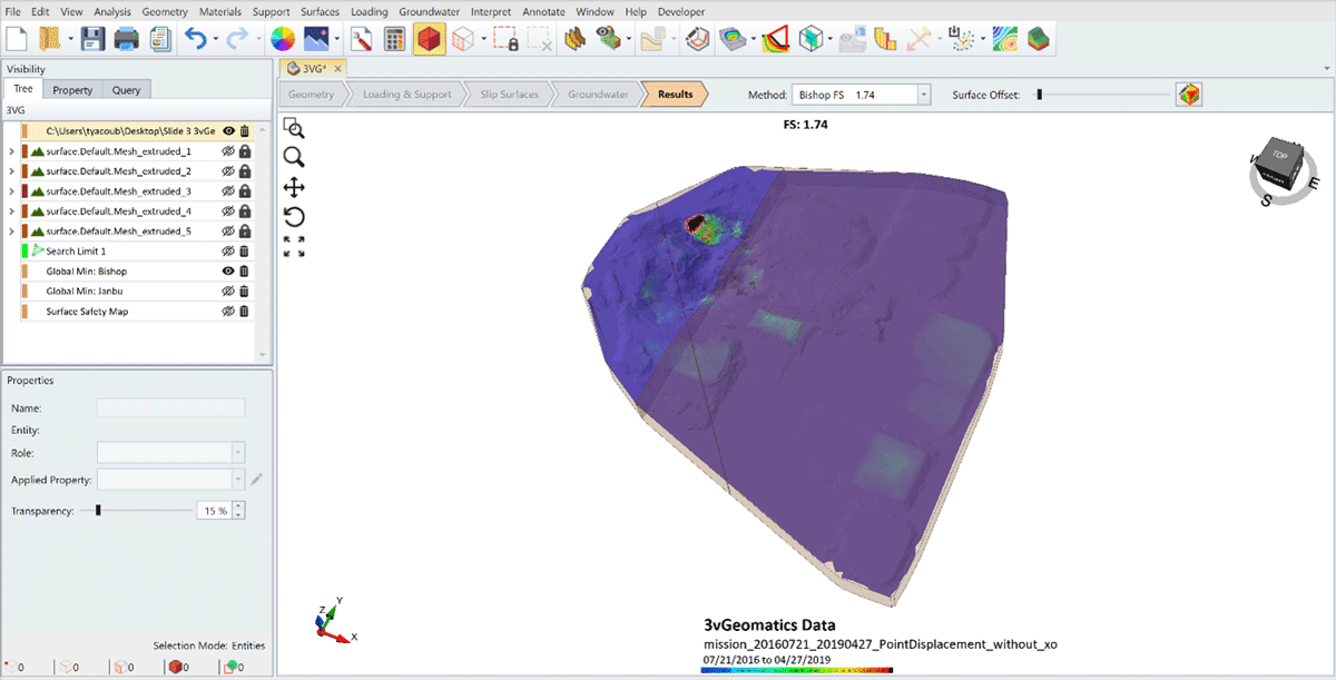 UI of Slide3 showing Insar Data being used