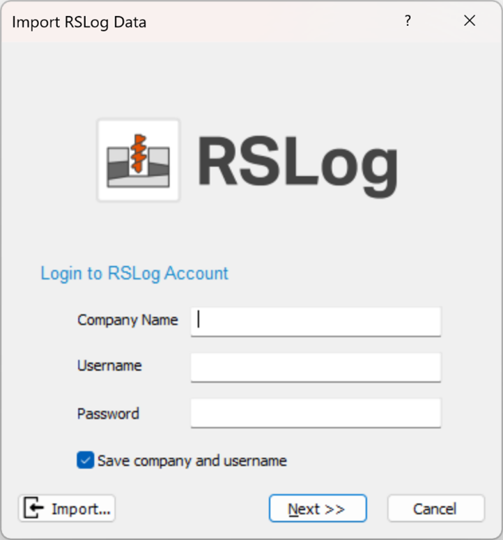 Screen Showing RSLog Login Page