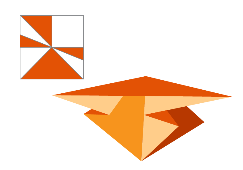 Image of near-folded triangles