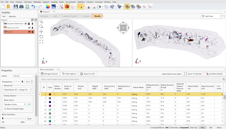 ShapeMetriX and RocSlope3 Integration Figure 4