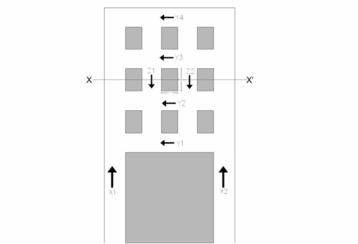 The figure shows the layout of the pilot application of the room and pillar mining application