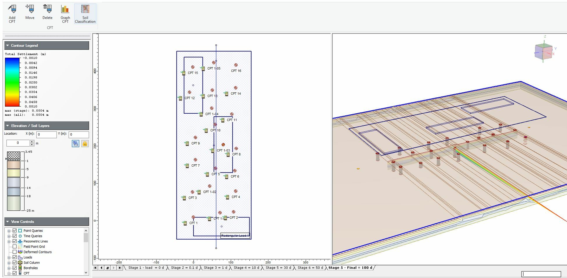 Settle3 Dialog Showing CPT Soil Profile