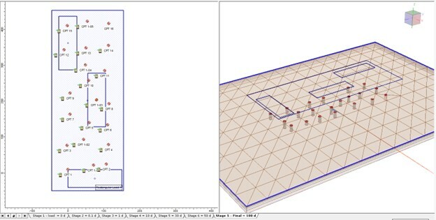 Settle3 Dialog Showing Boreholes for Section Creator