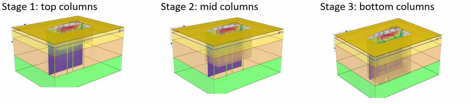 The image shows stone column installation for Settle3 models