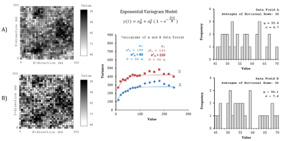 Demonstration of the nugget effect that does not alter the spatial average of a data field.