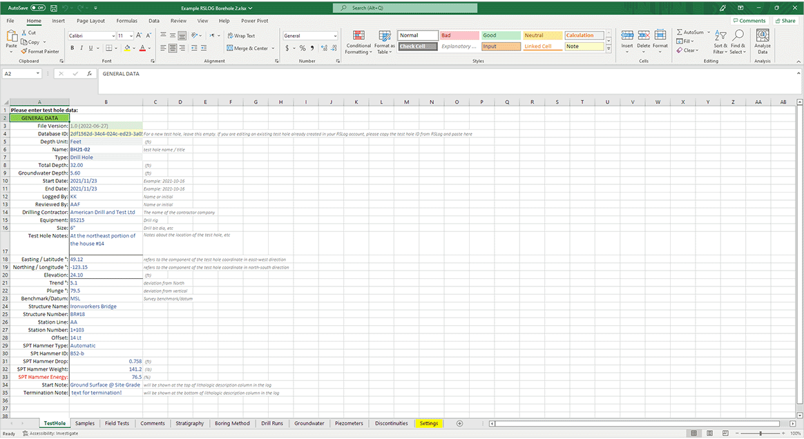 Import from Excel - RSLog